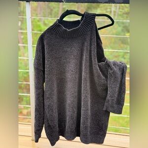 Black Knit Off the Shoulder Sweater